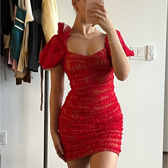 Rotate Enya Dress Red - Picture 1 of 6